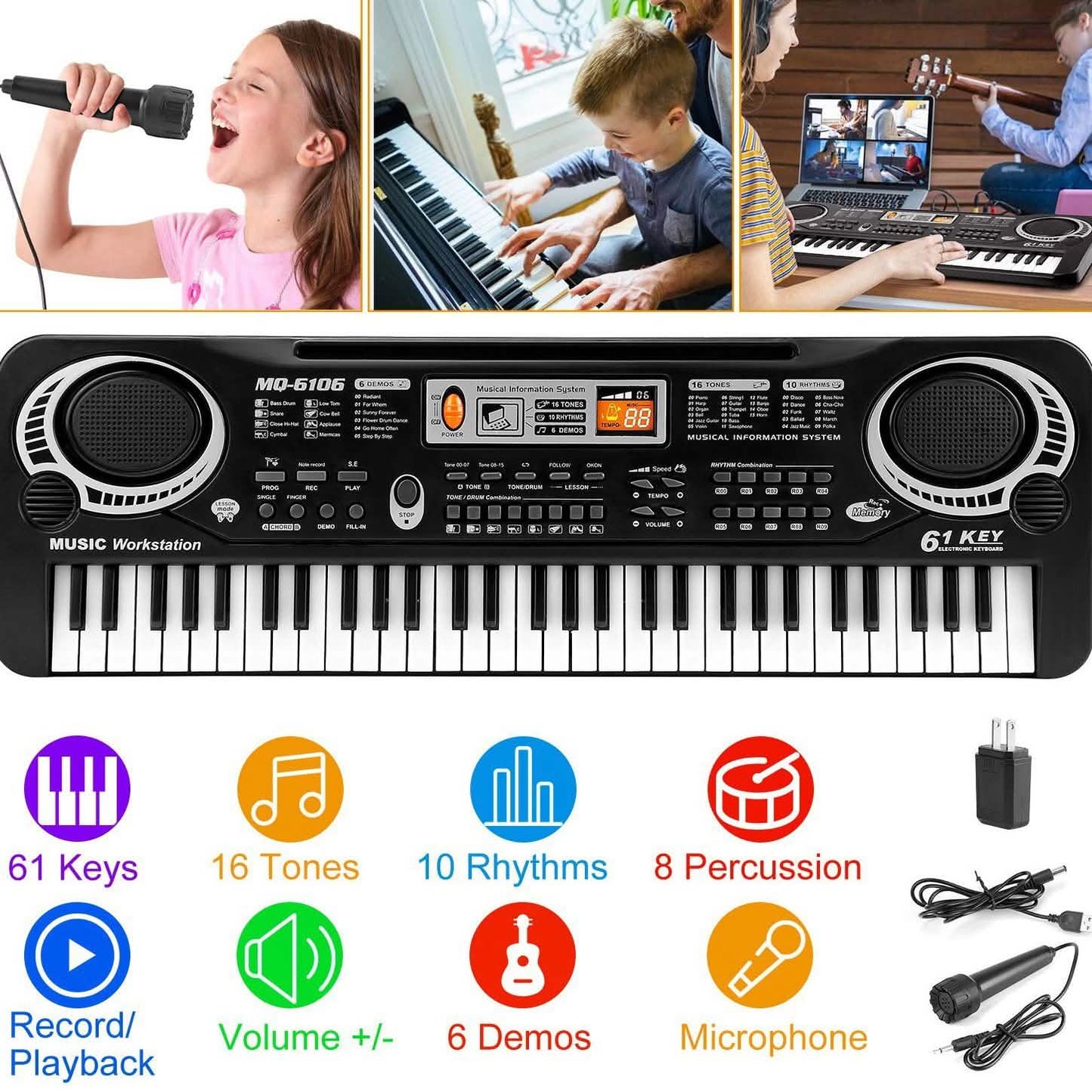 61 Keys Digital Music Electronic Keyboard Toys & Games - Tophatter Daily Deals
