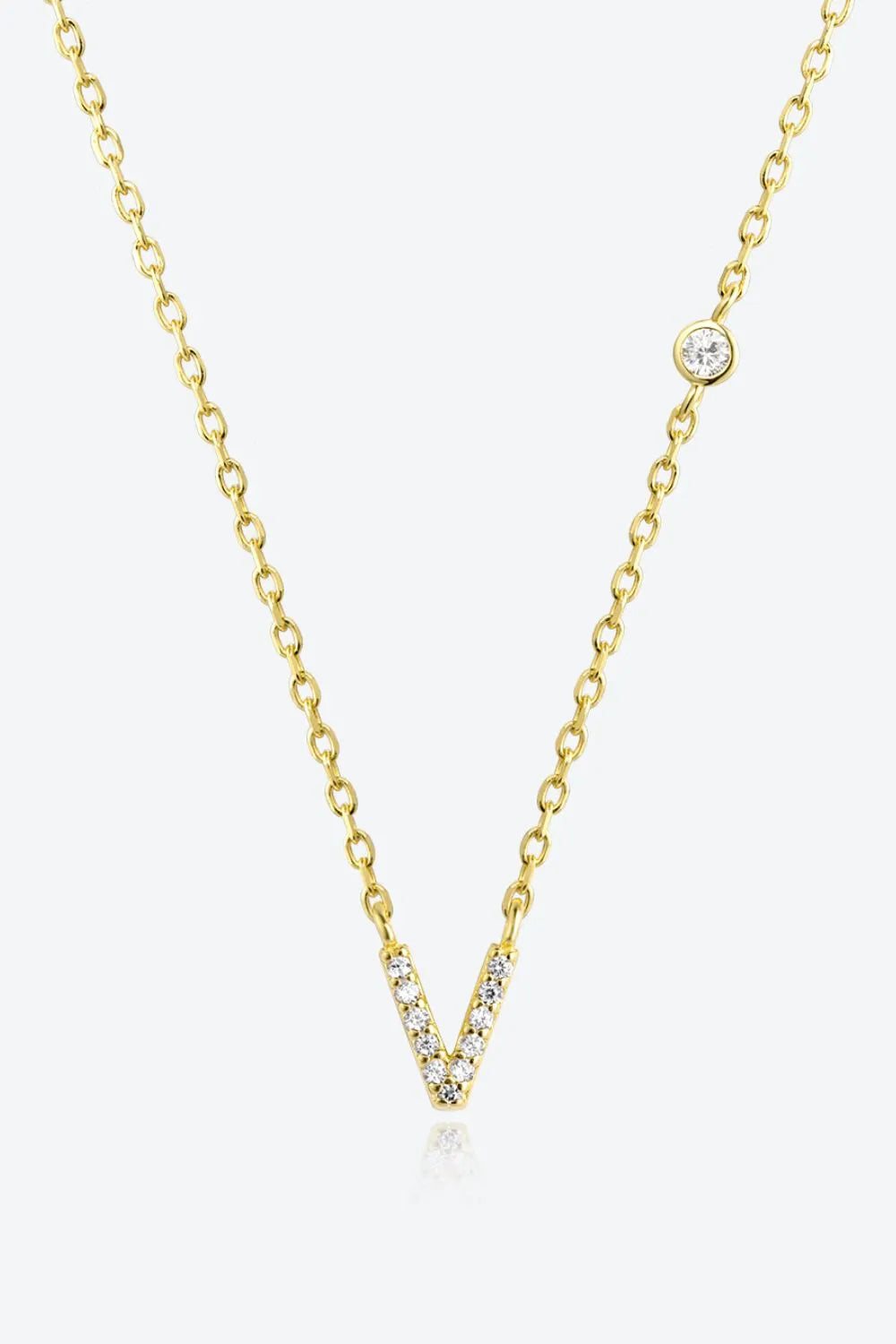 V To Z Zircon 925 Sterling Silver Necklace V Gold One Size Necklaces - Tophatter Daily Deals