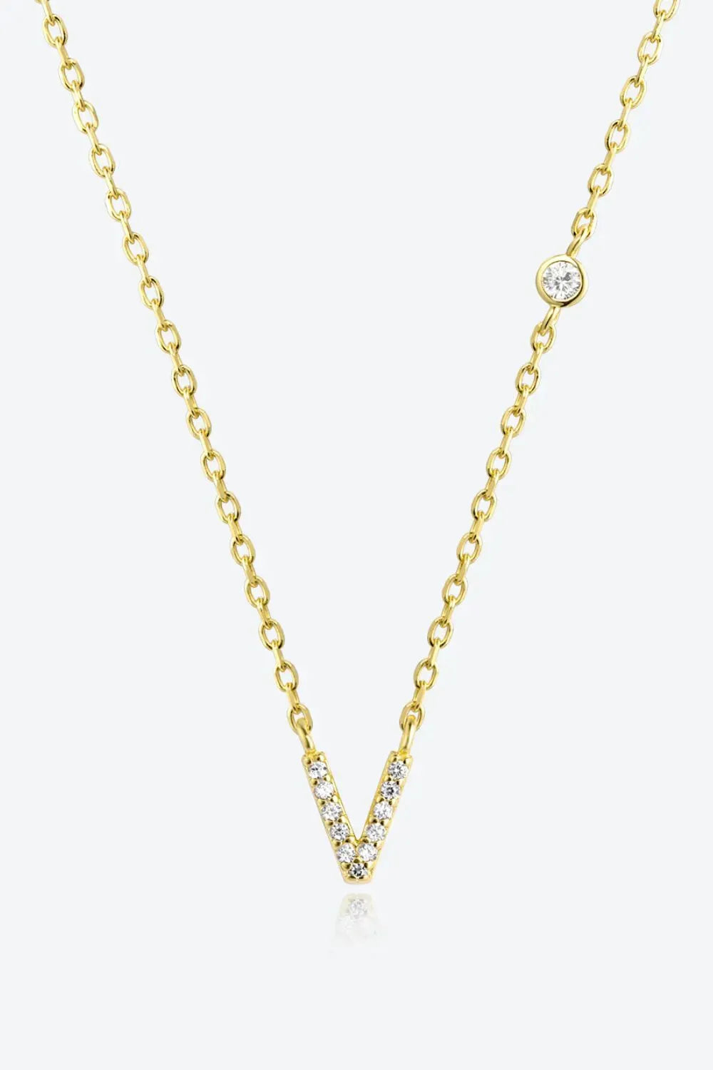 V To Z Zircon 925 Sterling Silver Necklace V Gold One Size Necklaces - Tophatter Daily Deals