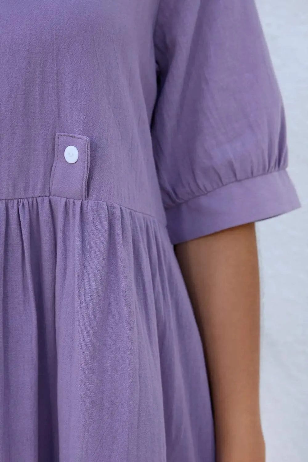 Decorative Button Round Neck Half Sleeve Dress Casual Dresses - Tophatter Daily Deals