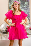 BiBi Puff Sleeve Organza Mini Dress Casual Dresses - Tophatter Daily Deals