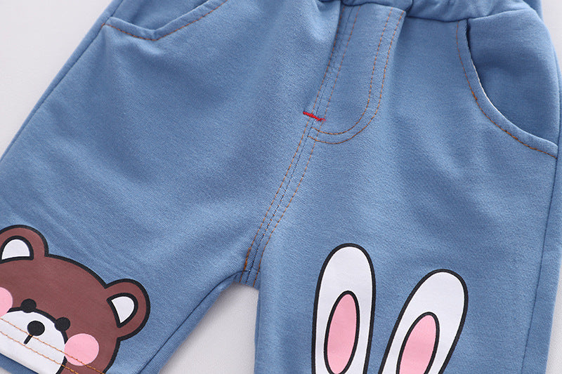 Boys Summer Cartoon Cute Casual Cotton T-shirt Short Sleeve Shorts Suit 0 - Tophatter Daily Deals