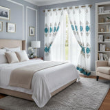Embroidered Medallion Curtain Set – 2 Panel Window Drapes with Attached Backing & Matching Valance Furniture & Decor - Tophatter Daily Deals
