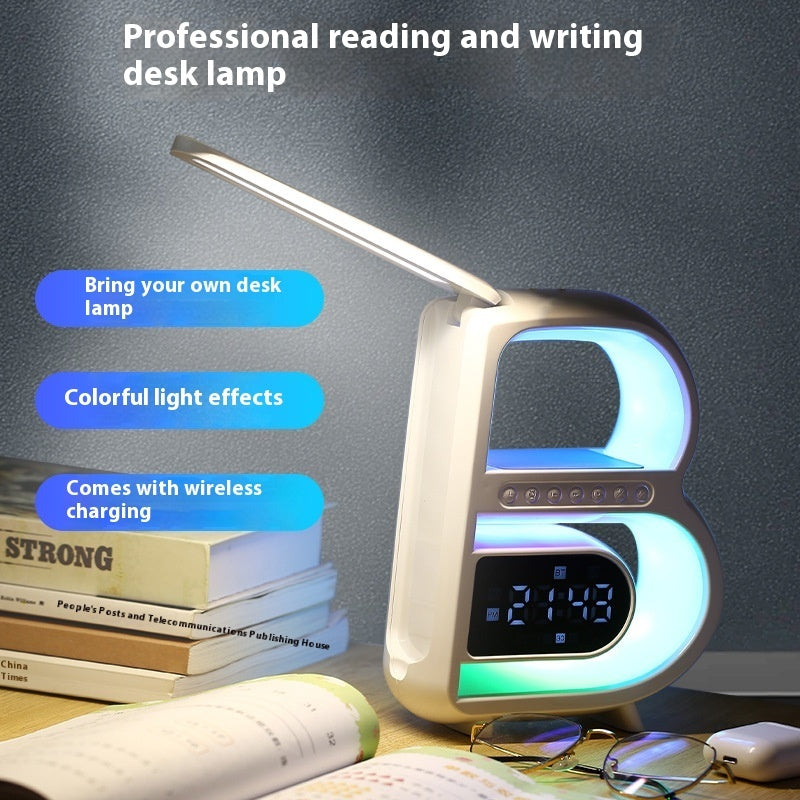 2024 New B-Shaped Blutooth Speaker Multifunctional Smart Music Rhythm Lighting Phone Wireless Charger TF Card AUX Input Standard Mode 0 - Tophatter Daily Deals