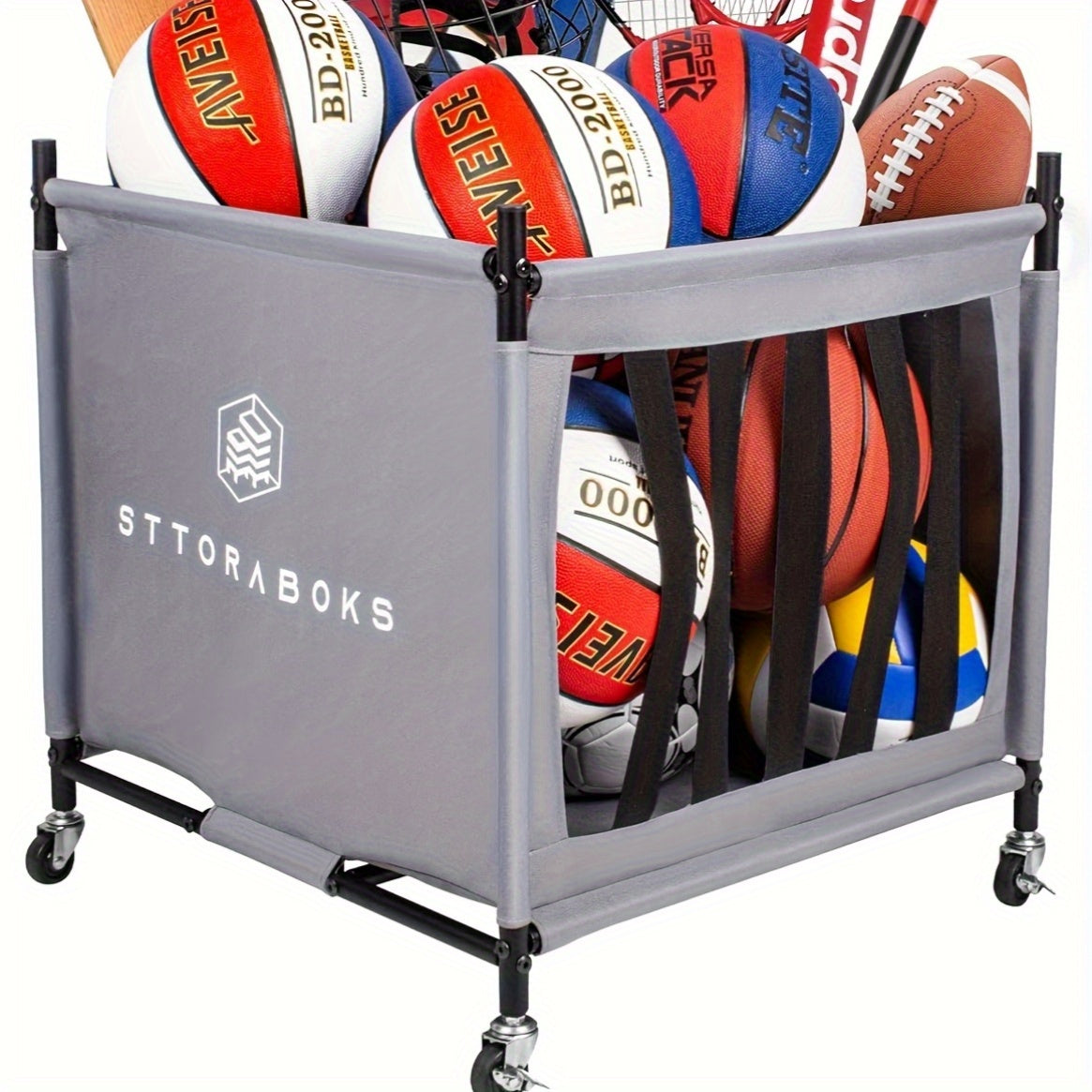 Ball Storage Cart with Wheels Sport Equipments - Tophatter Daily Deals