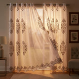 Embroidered Medallion Curtain Set – 2 Panel Window Drapes with Attached Backing & Matching Valance Furniture & Decor - Tophatter Daily Deals