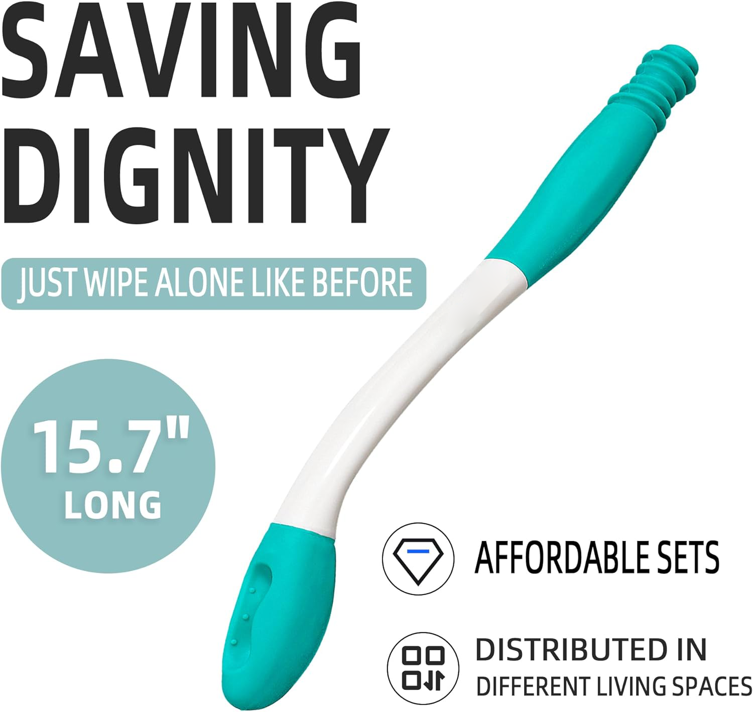 Toilet Wiping Aid 15 Inch Long Reach Butt Wiper Comfort Grip - Tophatter Daily Deals