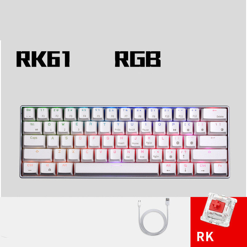 Bluetooth Mechanical Keyboard Mobile Phone Tablet 61keys white RGB red axis 0 - Tophatter Daily Deals