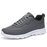 Autumn and Winter Large Leather Sports Shoes Grey 0 - Tophatter Daily Deals