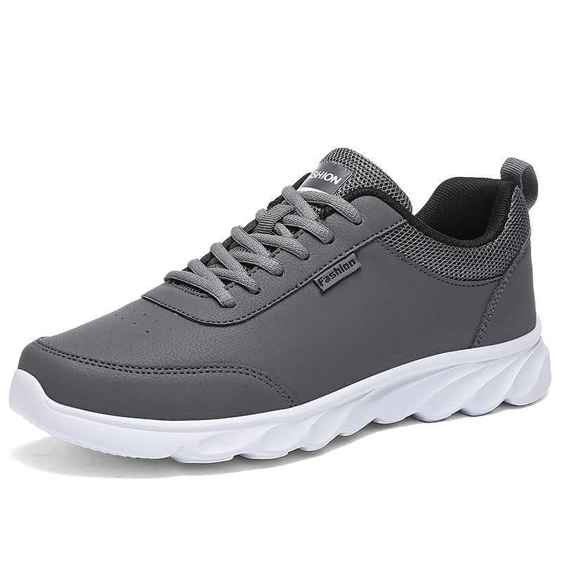 Autumn and Winter Large Leather Sports Shoes Grey 0 - Tophatter Daily Deals