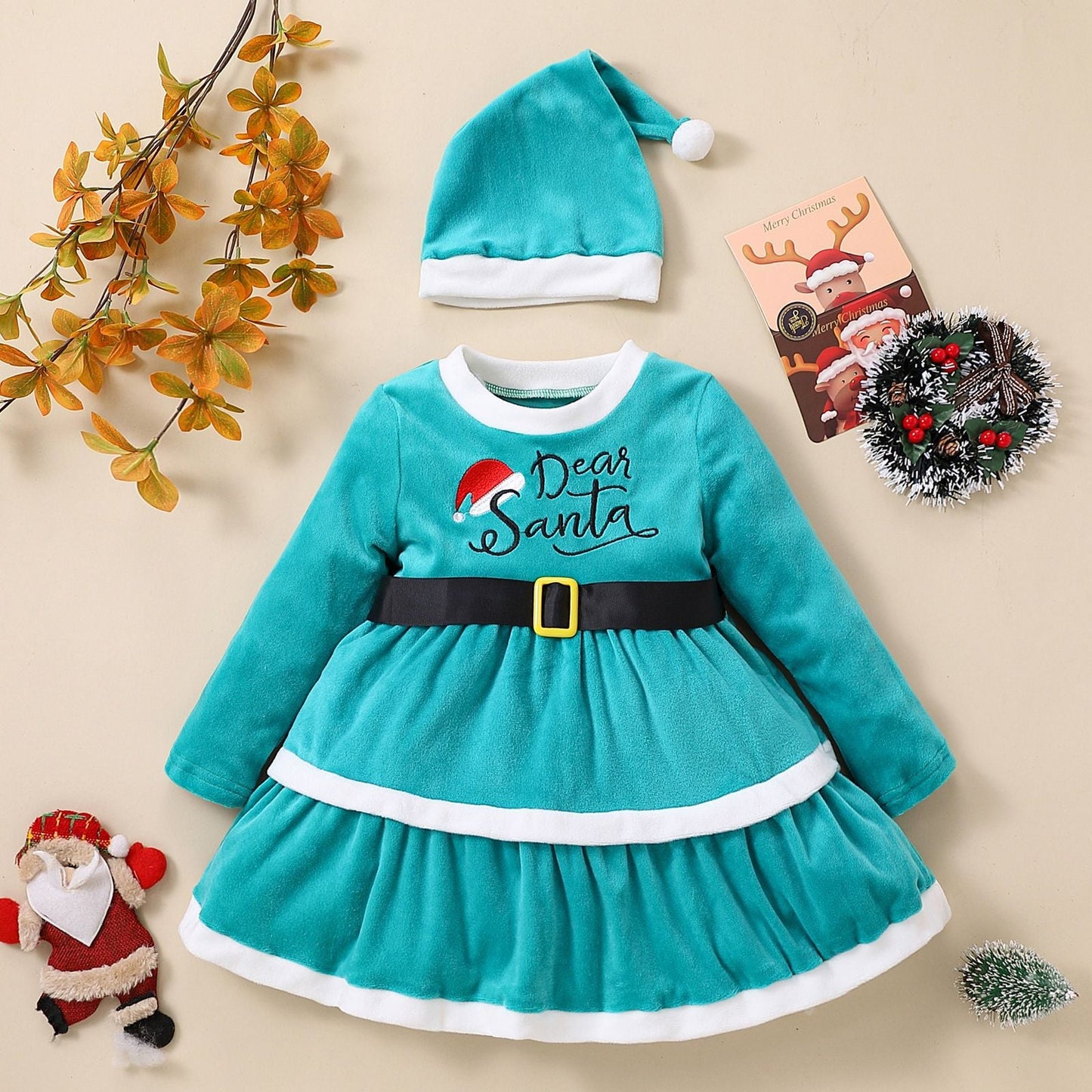 1-5 Years Christmas Winter Girls dress Green 21 0 - Tophatter Daily Deals