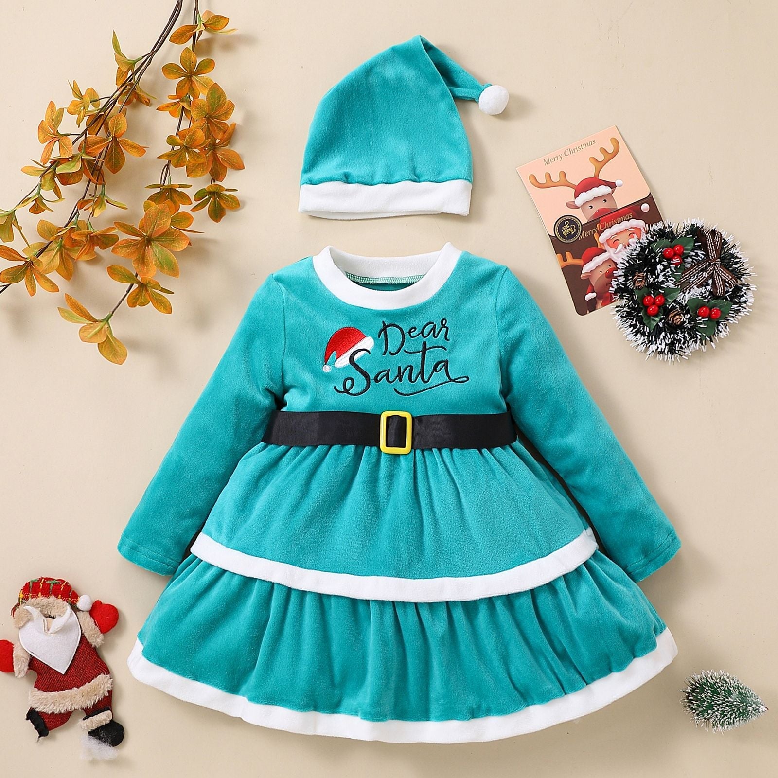 1-5 Years Christmas Winter Girls dress Green 21 0 - Tophatter Daily Deals