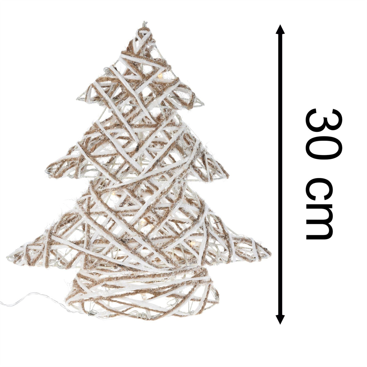 Illuminated Jute Christmas Tree with Glitter | Warm White LED Tree Light - 30cm LED Light - Tophatter Daily Deals