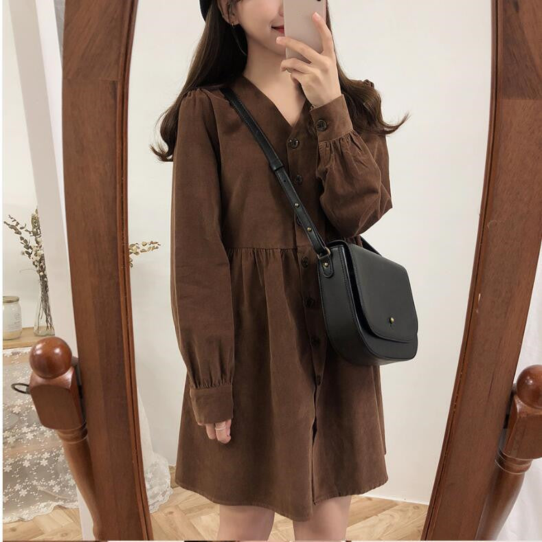 Buttoned Long Sleeve Plus Size Dress 0 - Tophatter Daily Deals