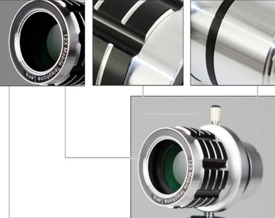 12X mobile telescope general 12 times long focal camera lens with three foot travel universal universal omnipotent 0 - Tophatter Daily Deals