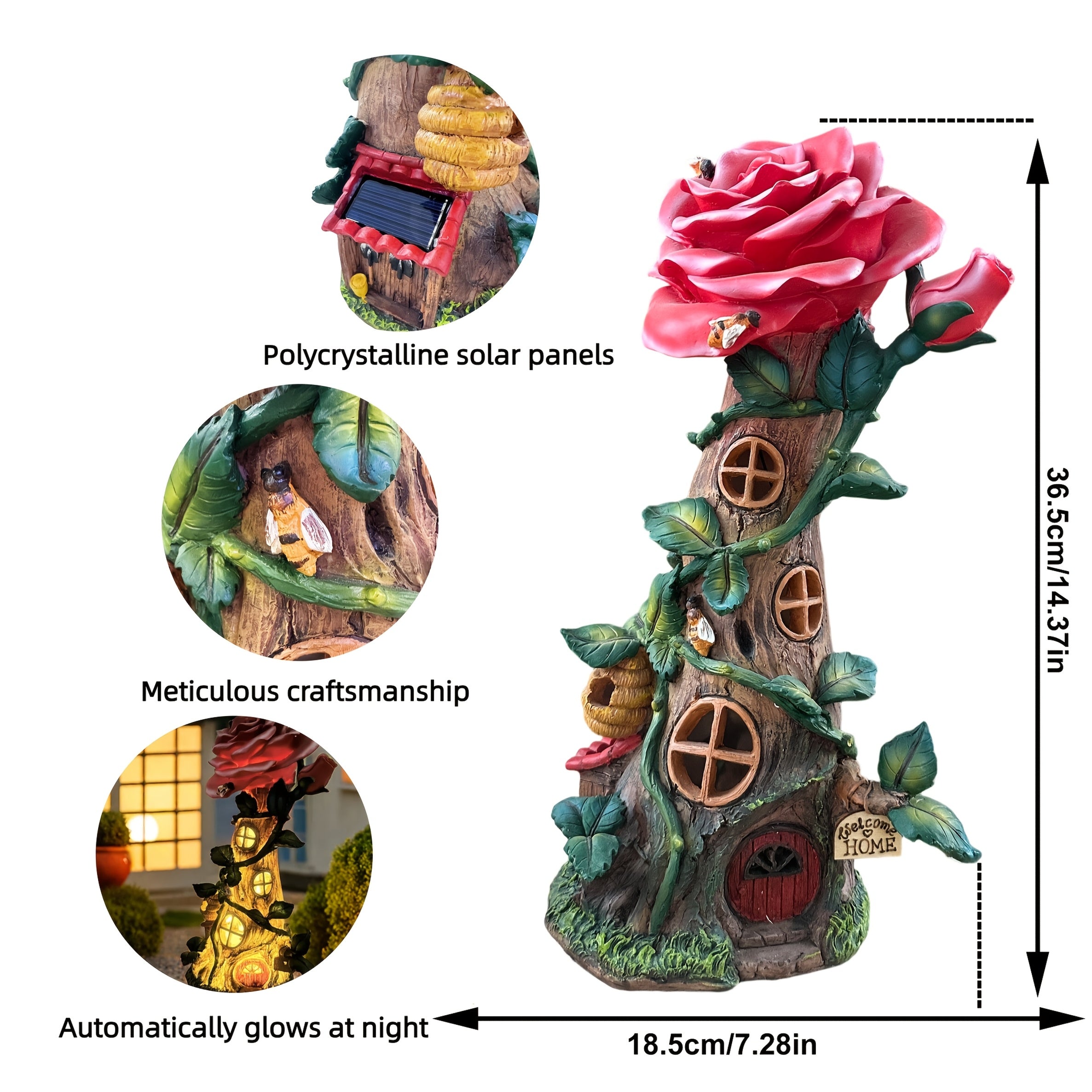 Rose House Solar Light Outdoor Resin Decoration Lawn Ornaments & Garden Sculptures - Tophatter Daily Deals