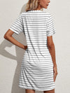 Pocketed Striped Round Neck Short Sleeve Dress Casual Dresses - Tophatter Daily Deals