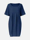 Full Size Round Neck Half Sleeve Dress with Pockets Casual Dresses - Tophatter Daily Deals