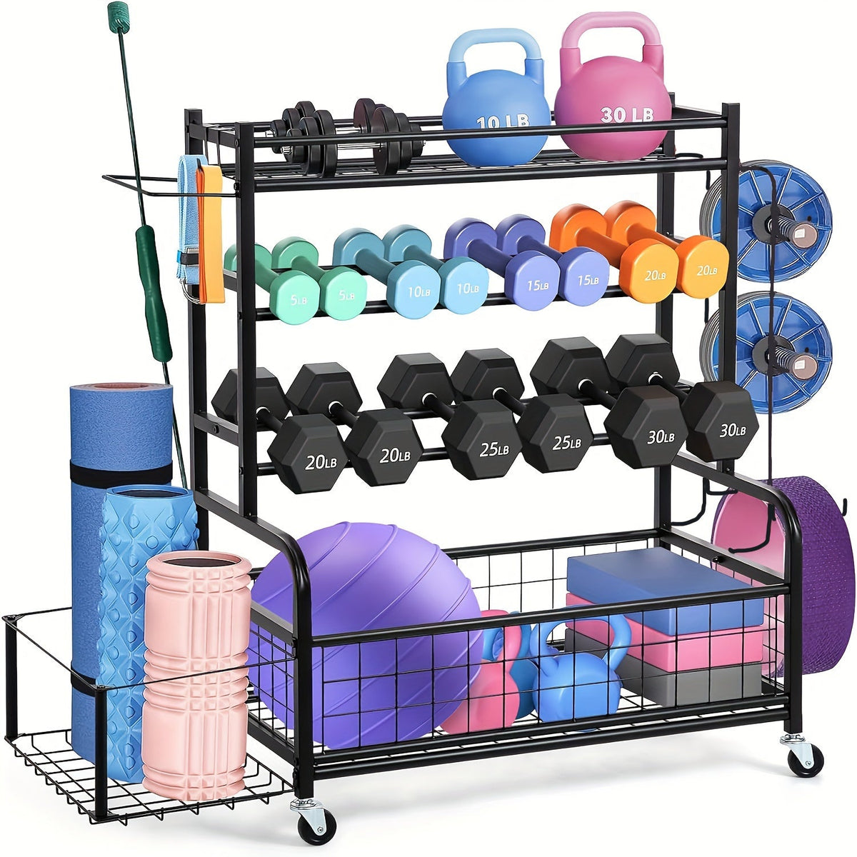 Double-Layer Iron Storage Rack for Sports Equipment Kitchen Utensil Holders & Racks - Tophatter Daily Deals