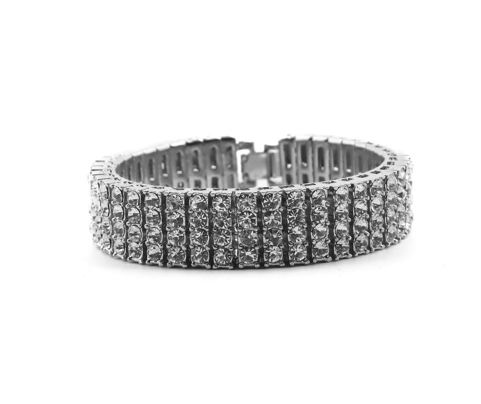4 Row Tennis Bracelet Silver 0 - Tophatter Daily Deals
