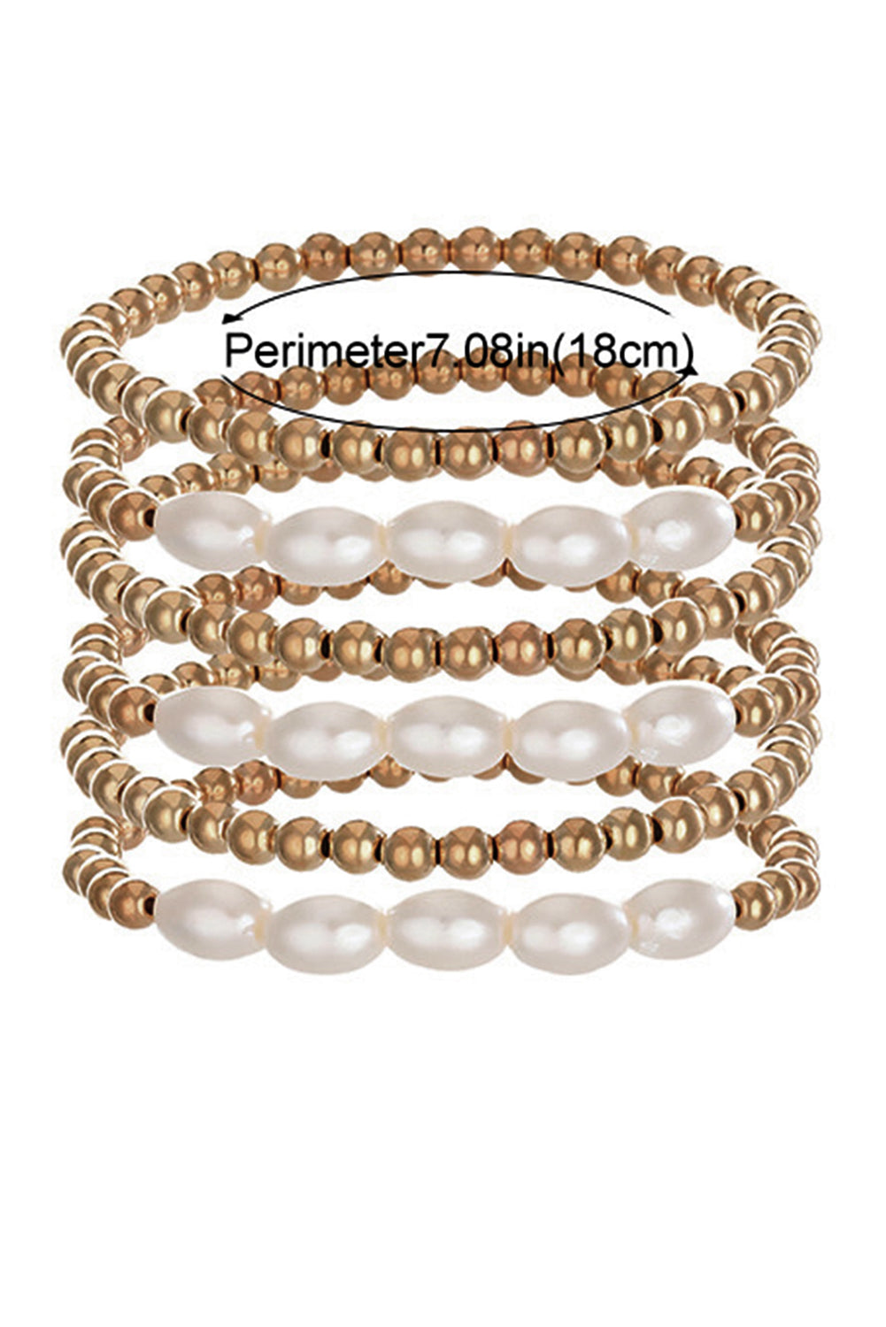 Gold Plated Pearl Beaded 6 Pcs Bracelet Set Bracelets - Tophatter Daily Deals