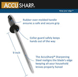 ACCUSHARP SHARPENING STEEL 9" - RUBBER GRIP - Tophatter's Army Deals KNIVES - Tophatter Daily Deals