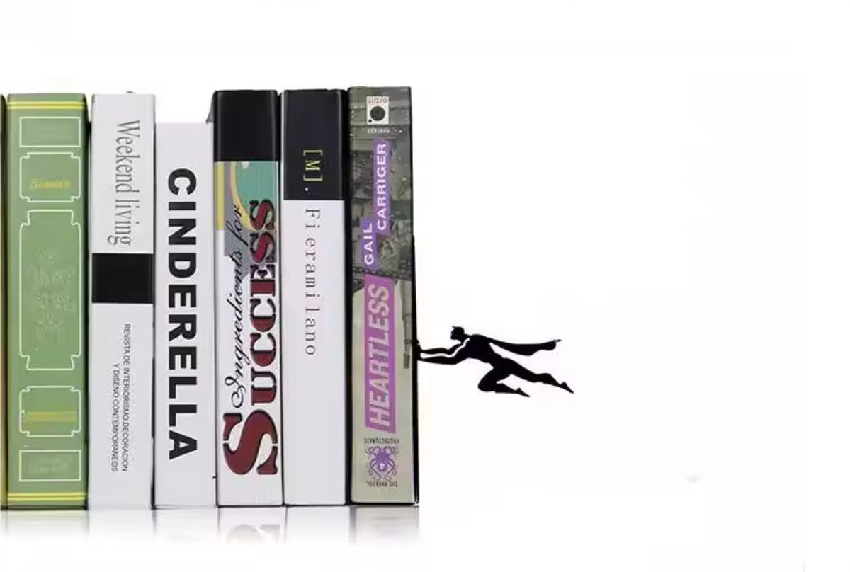 Superhero Bookend Figurines Metal Bookshelf Decor Desktop Ornament Office Desktop Accessories Bookshelf Home Decoration Superman 3 - Tophatter Daily Deals