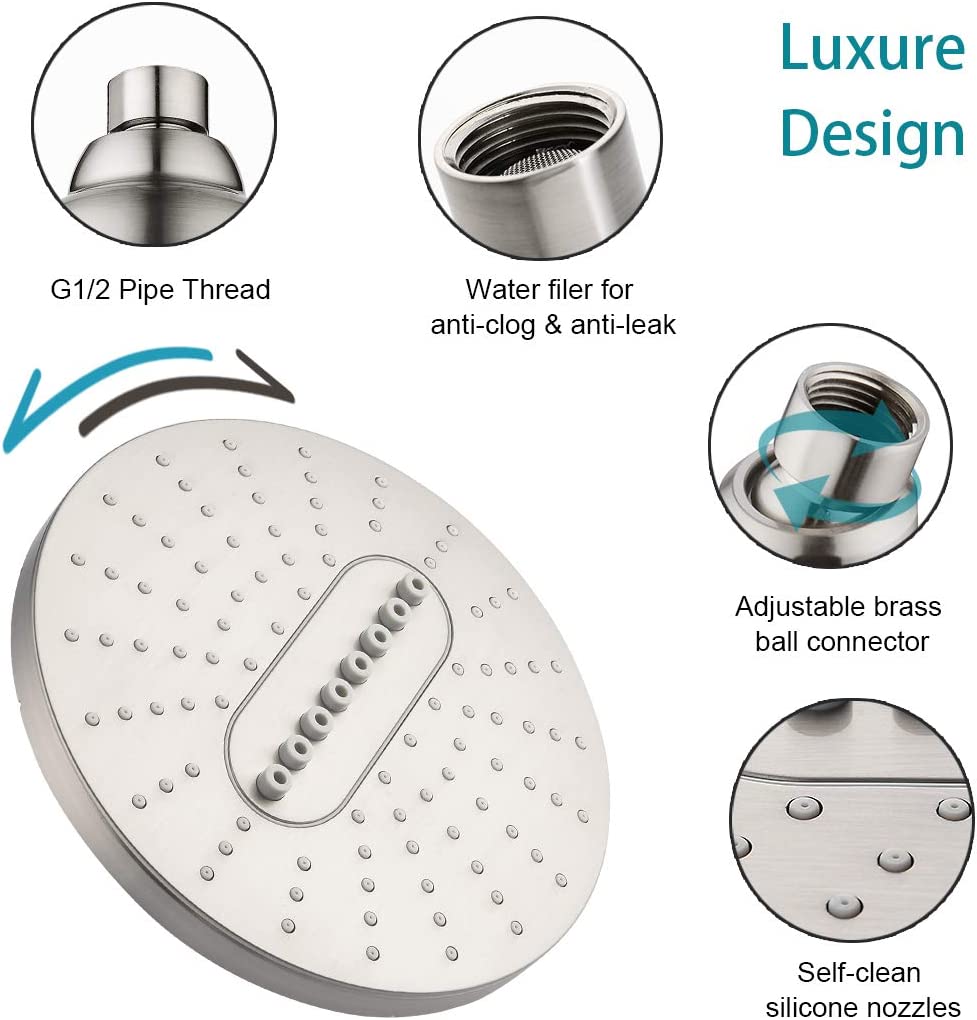 Bright Showers 6.3" 2-Spray Rainfall Shower Head with Adjustable Angles Home Improvement - Tophatter Daily Deals