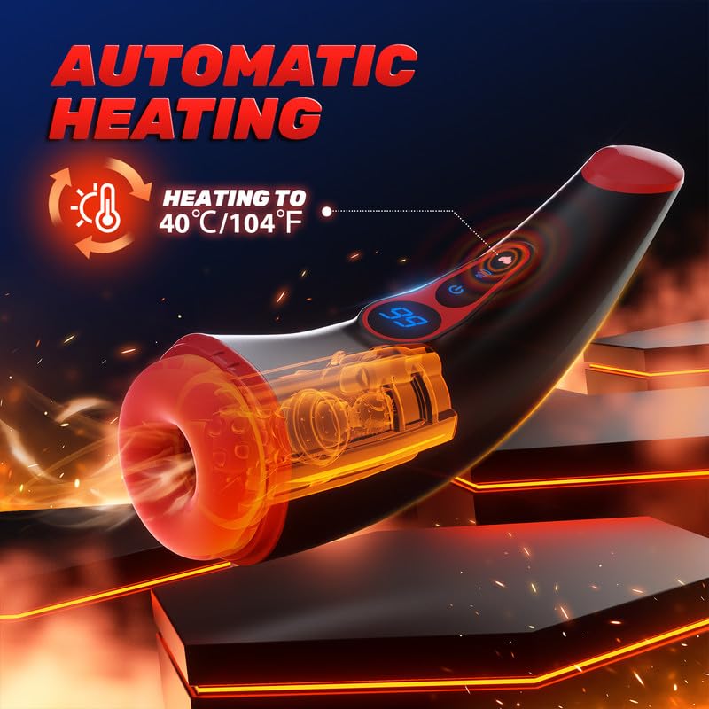 Acmejoy – Blowhorn 9 Suction & Vibration Heating Stroker with Voice & LCD Display Masturbation Cup - Tophatter Daily Deals