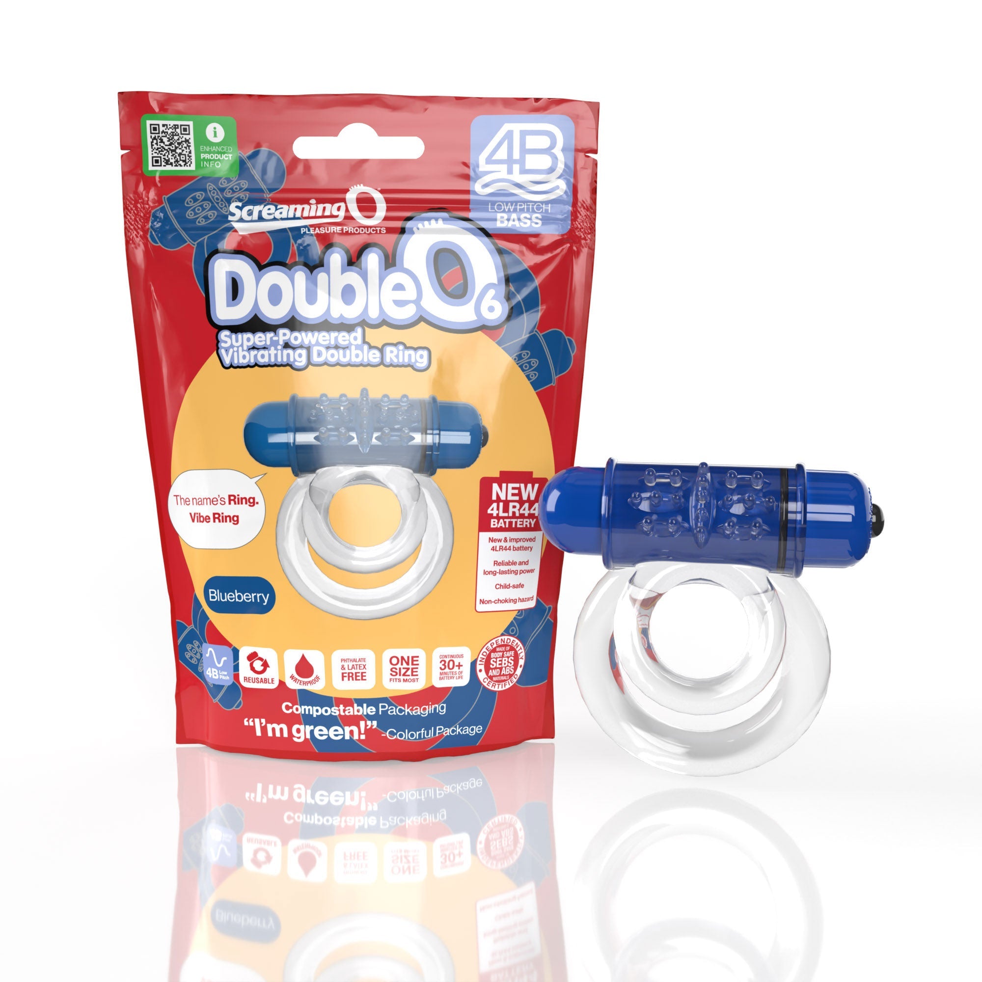 Double O 6 4B Low Pitch Bass (Blueberry) > Cock Ring > Vibrating - Tophatter Daily Deals