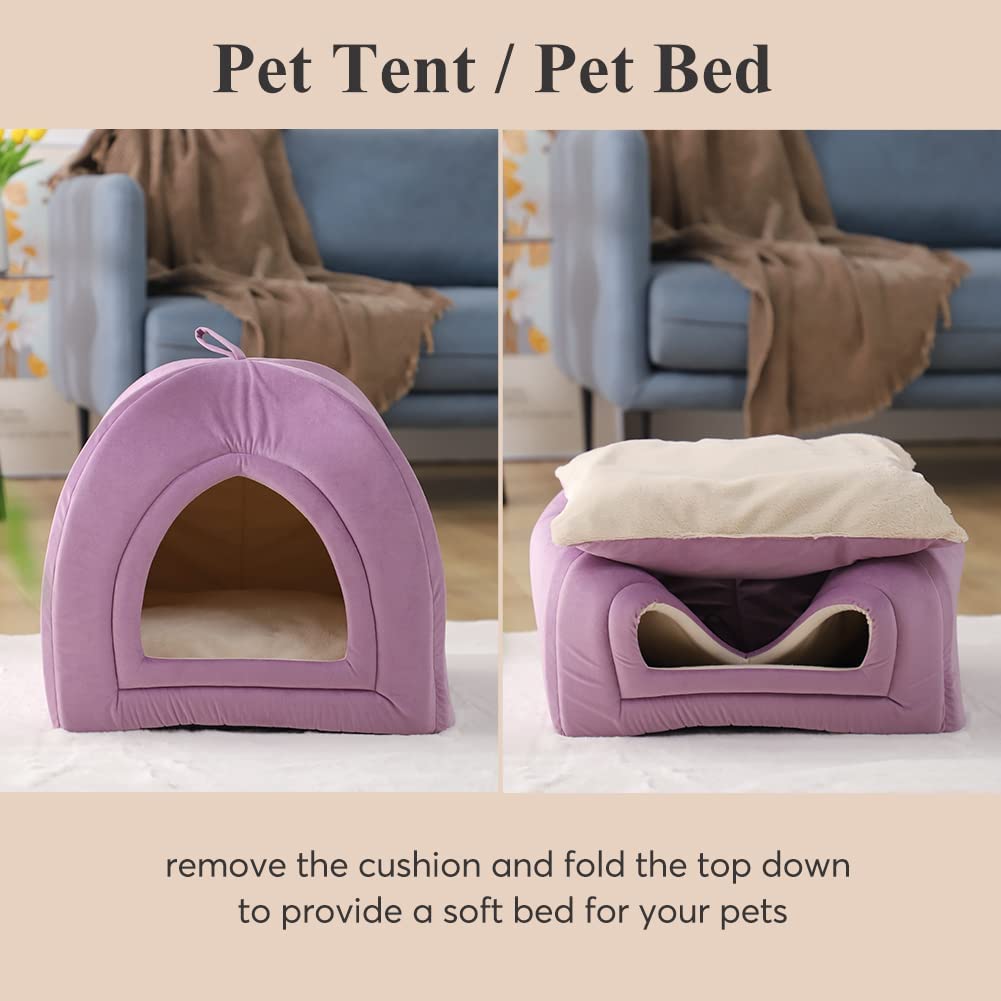 Kasentex Cat Bed, Lovely Tent with Removable Washable Pillow Cushion Pet Beds - Tophatter Daily Deals