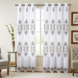 Embroidered Medallion Curtain Set – 2 Panel Window Drapes with Attached Backing & Matching Valance White Furniture & Decor - Tophatter Daily Deals