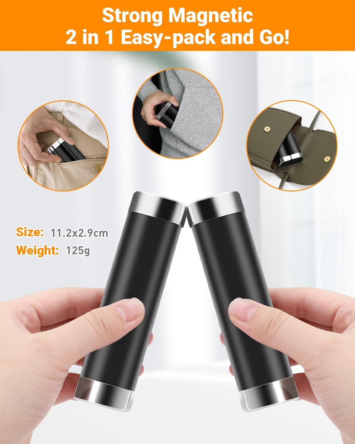 2 Packs Split-Magnetic Electric Reusable Handwarmer, 10000mAh & 360° Heating MAX 15 Hrs Warmth & 3 Levels Temp Portable USB Power Bank Health & Wellness - Tophatter Daily Deals