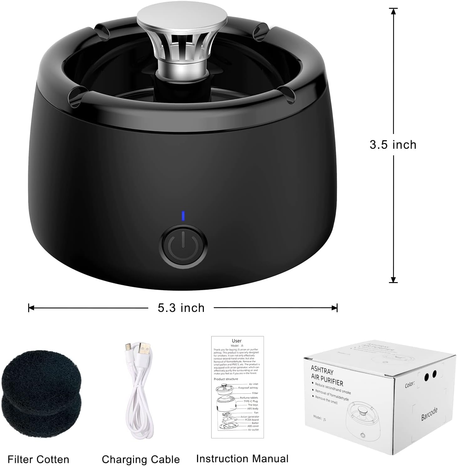 Smokeless Ashtray With Air Purifier Smart Triple Filter - Tophatter Daily Deals