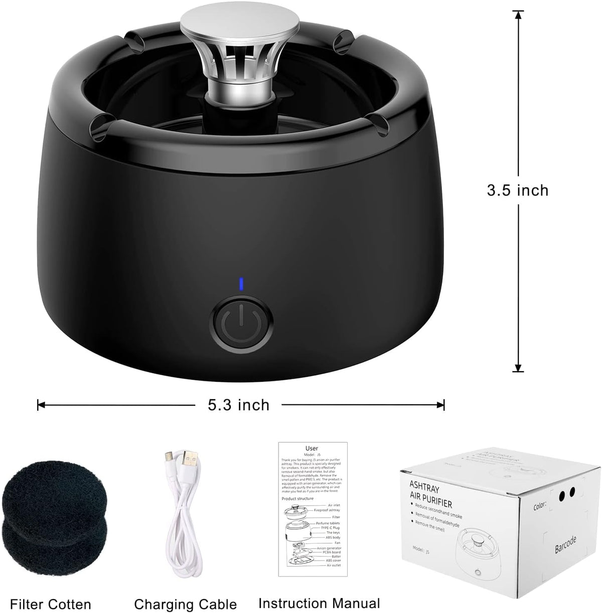 Smokeless Ashtray With Air Purifier Smart Triple Filter - Tophatter Daily Deals