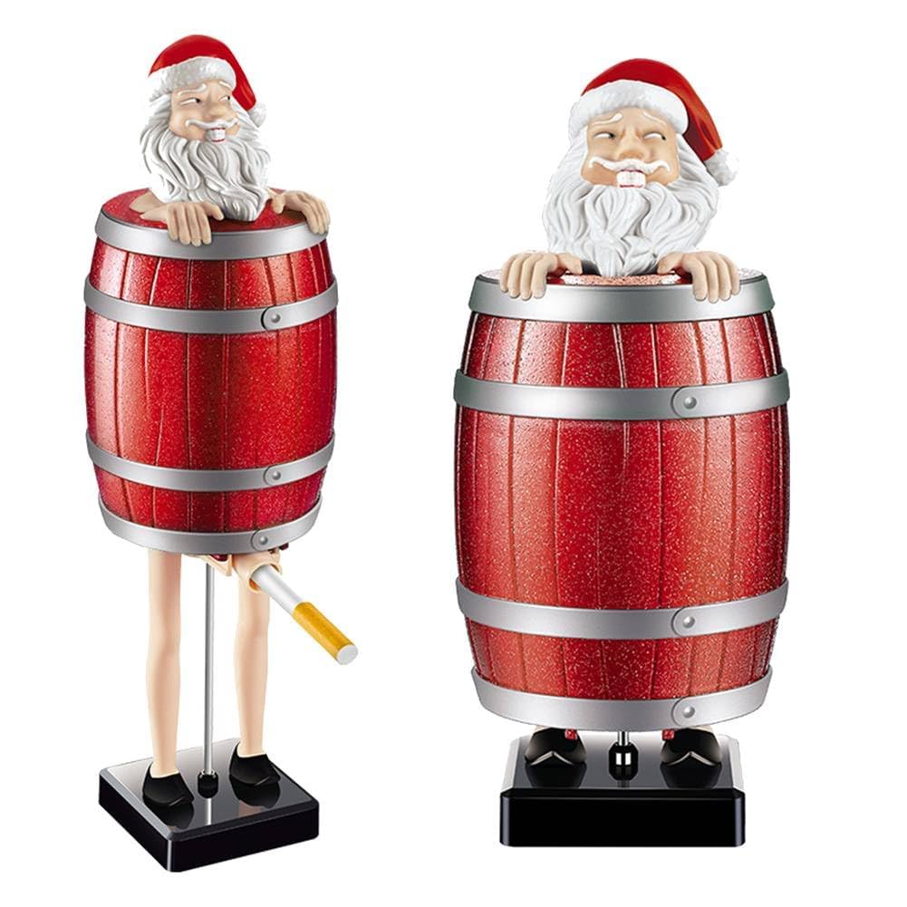 Funny & Quirky Santa Cigarette Dispenser, Prank Pop-Up Cigarette Holder Box, Santa Claus in The Wooden Barrel Cigarette Box Figurines for Christmas Party Home Decor - Tophatter Daily Deals