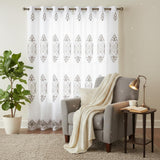 Embroidered Medallion Curtain Set – 2 Panel Window Drapes with Attached Backing & Matching Valance Furniture & Decor - Tophatter Daily Deals