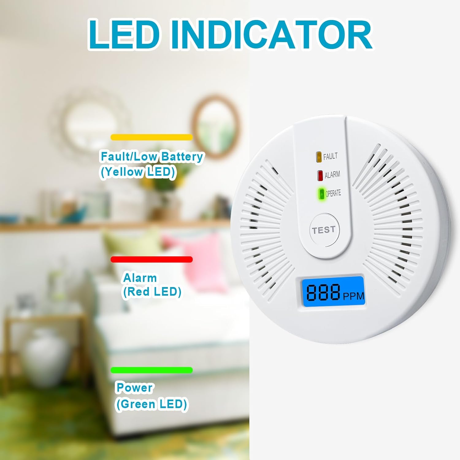 Portable Carbon Monoxide Detector – Battery-Operated CO Alarm Home Improvement - Tophatter Daily Deals
