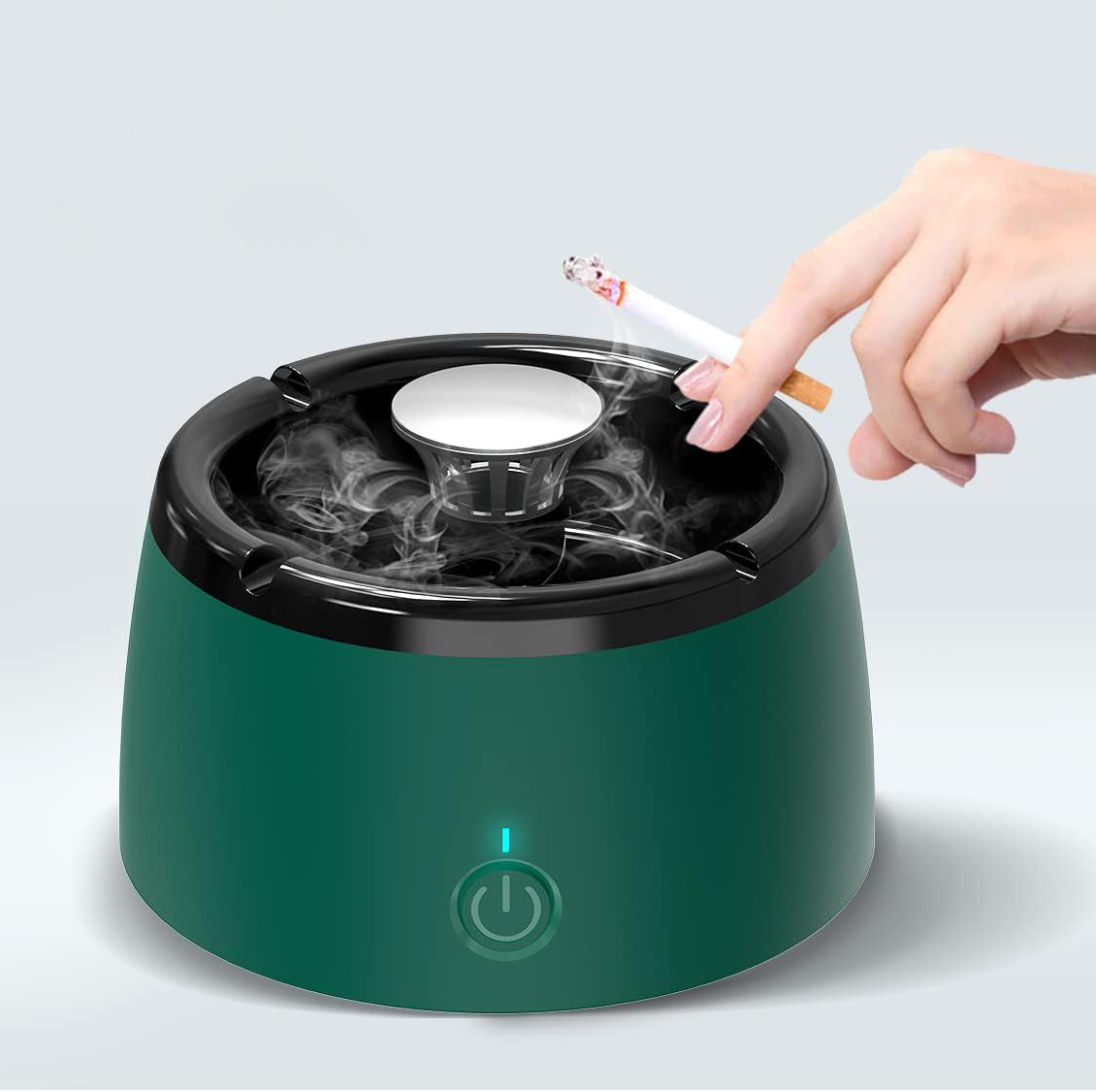 Smokeless Ashtray With Air Purifier Smart Triple Filter Green - Tophatter Daily Deals