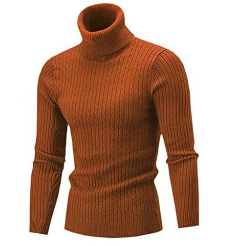 Fitted Men's Rollneck Sweater - Slim Cut, Cable Knit Winter Brown 3D Changing Face Moving Picture Frame - Tophatter Daily Deals