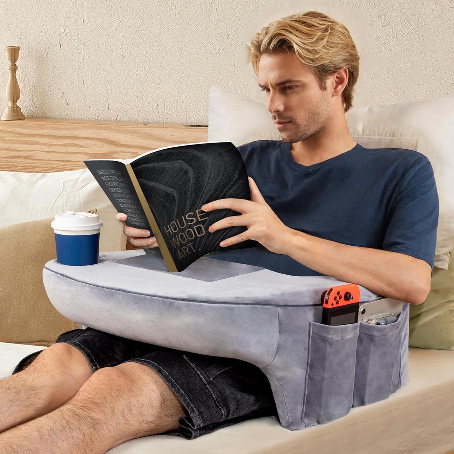 Gaming Reading Pillow with Cup Holder Commercial > Commercial Others > Office Supplies - Tophatter Daily Deals