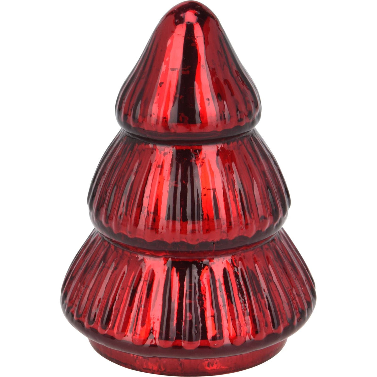 Red Glass Christmas Tree | Freestanding Mottled Red Tree Ornament - 13cm Ornament - Tophatter Daily Deals