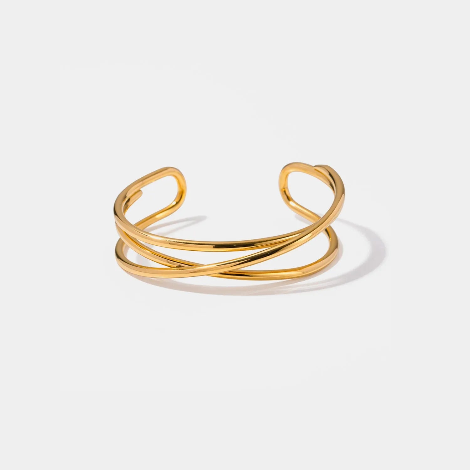 Minimalist Stainless Steel Cuff Bracelet Gold One Size Bracelets - Tophatter Daily Deals