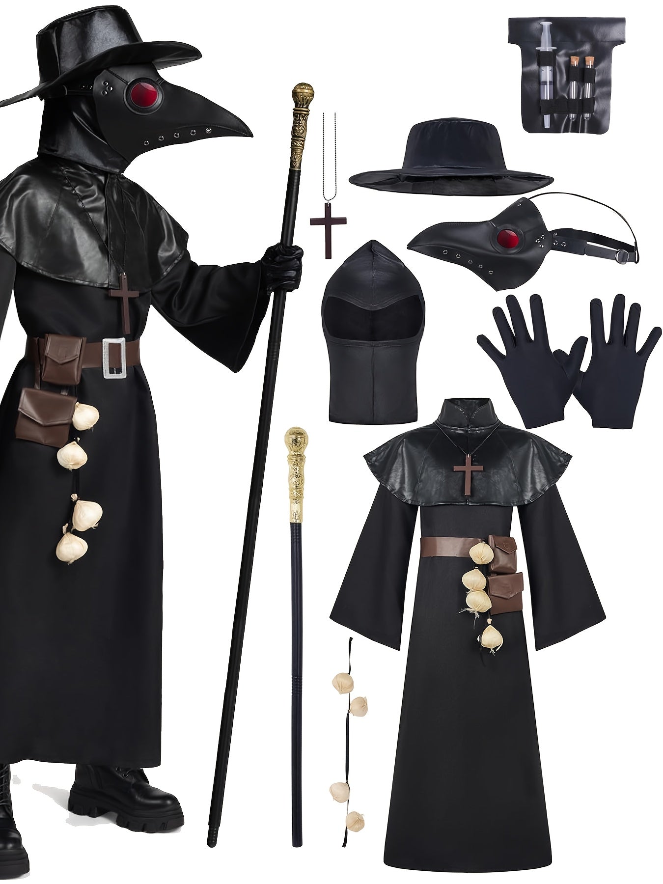 Plague Doctor Black Adult Costume Robe Set Halloween - Tophatter Daily Deals