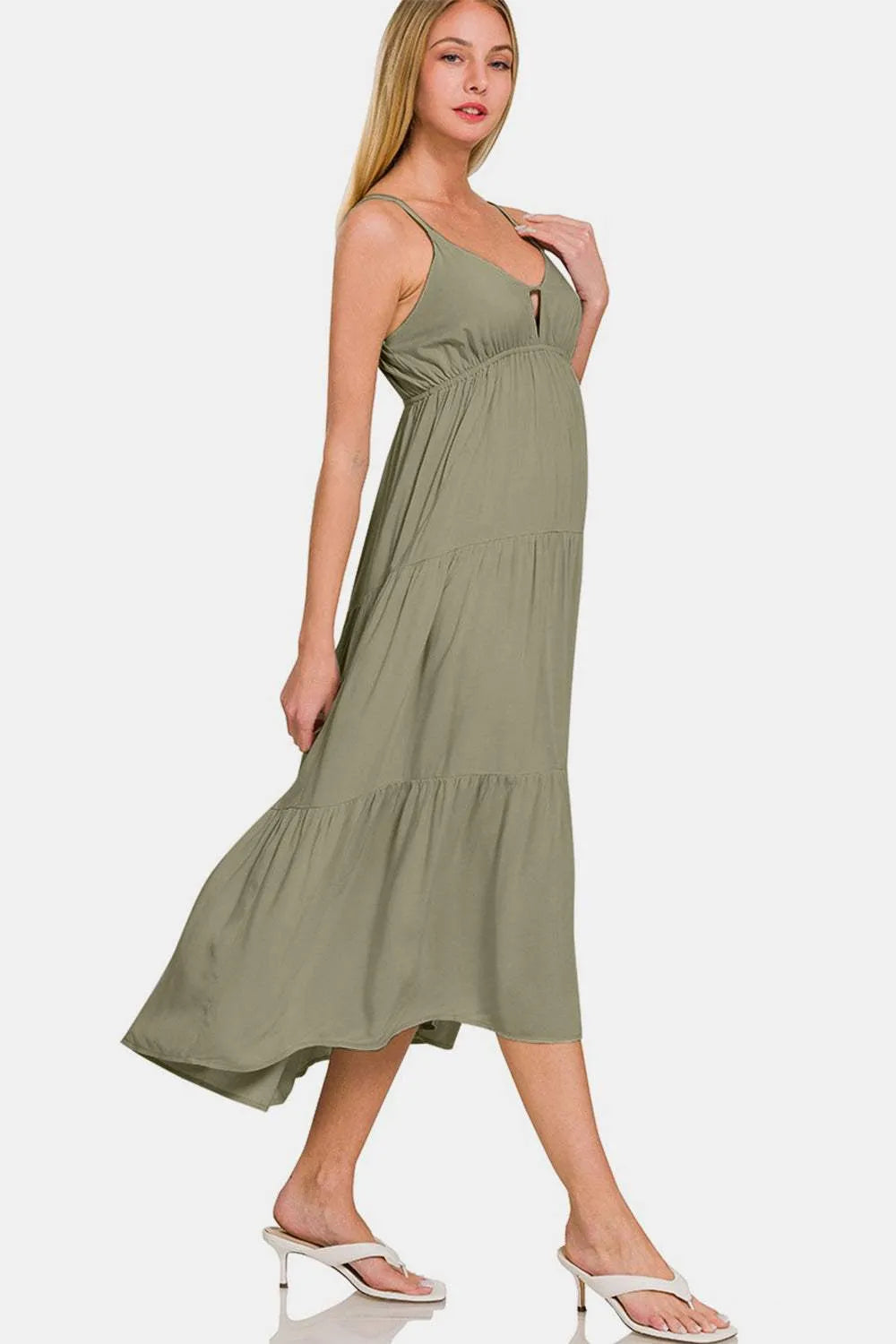 Zenana Woven Tiered Cami Midi Dress Casual Dresses - Tophatter Daily Deals