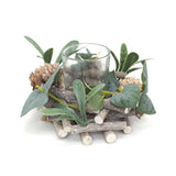 13cm Alpine Sage Christmas Tealight Candle Holder | Christmas Wreath Tea Light Holder | Christmas Candle Centerpiece Candle Holder - Tophatter Daily Deals
