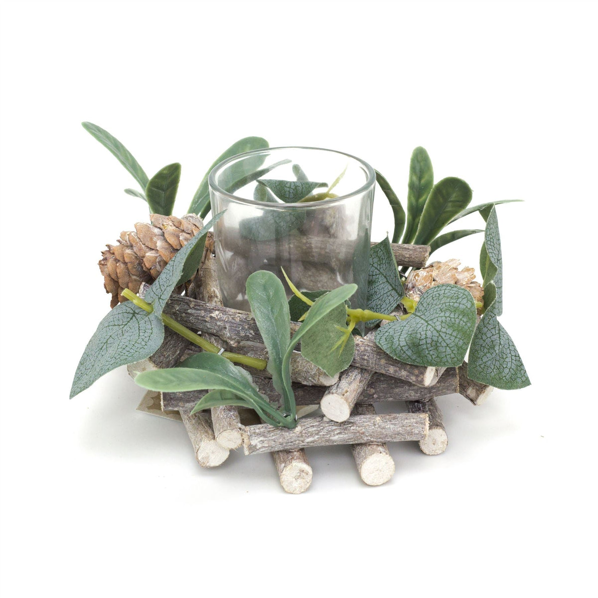 13cm Alpine Sage Christmas Tealight Candle Holder | Christmas Wreath Tea Light Holder | Christmas Candle Centerpiece Candle Holder - Tophatter Daily Deals