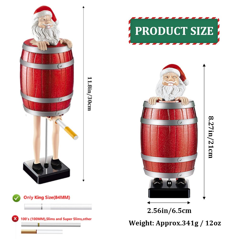 Funny & Quirky Santa Cigarette Dispenser, Prank Pop-Up Cigarette Holder Box, Santa Claus in The Wooden Barrel Cigarette Box Figurines for Christmas Party Home Decor - Tophatter Daily Deals