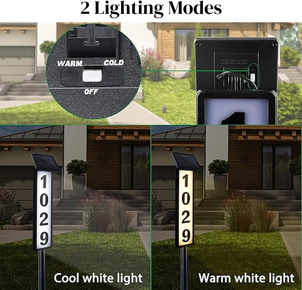 Solar Lighted House Address Sign – LED Illuminated Outdoor Plaque with Ground Stake for Yard, Garden & Home Outdoor Lighting - Tophatter Daily Deals