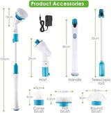 Electric Spin Scrubber Cordless Scrubber Brush with Long Handle Household Appliances - Tophatter Daily Deals